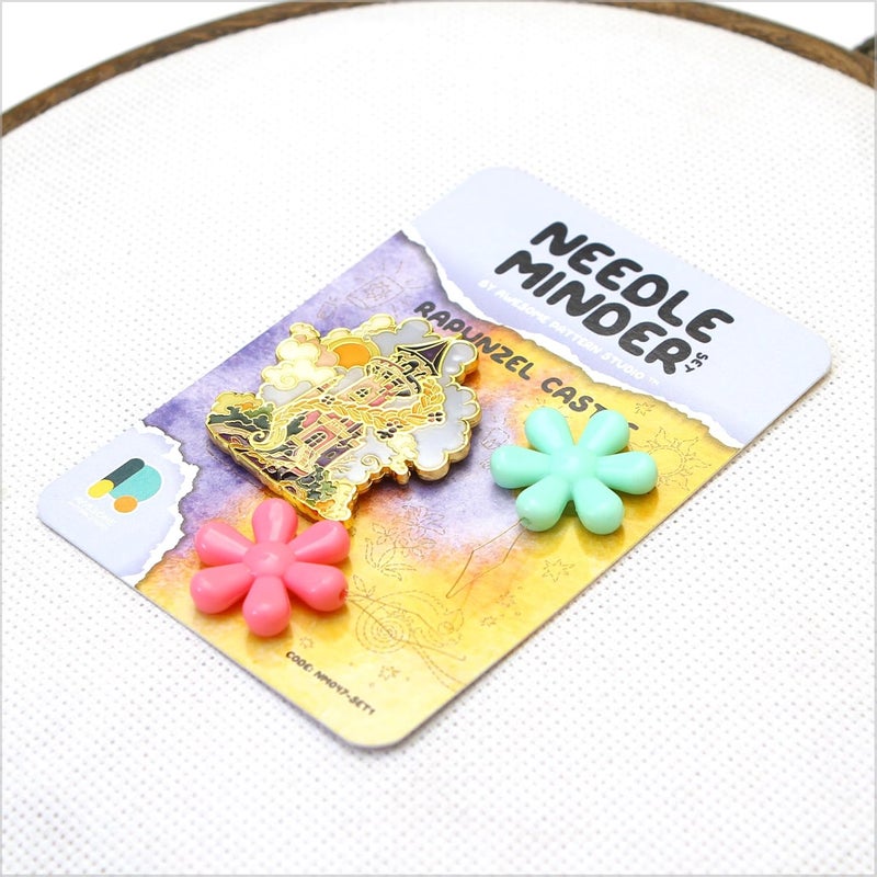 Awesome Pattern Studio Needle Minder Set - Rapunzel Castle Magnetic Needle Minder + 2 Needle Threaders. Enamel Pin for Cross Stitch, Embroidery and Craft - Image 3
